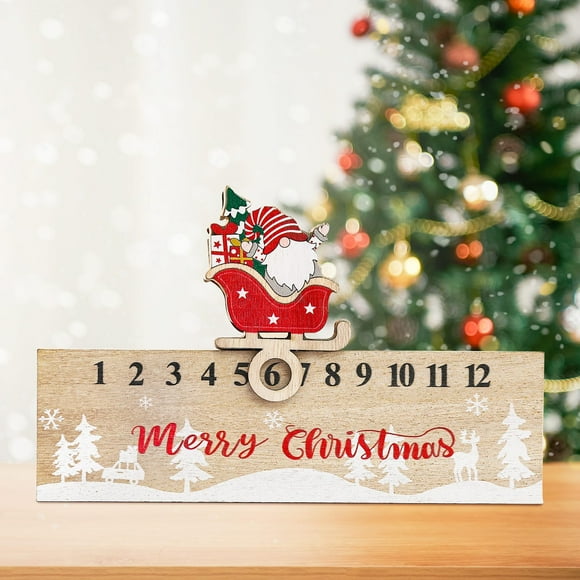Christmas Advent Calendar 2023, 24 Days of Xmas Countdown Calendar, Xmas Desk Calendar Santa Claus Wooden Ornaments for Xmas Home Office Decor