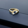 thumbnail image 3 of 18K Yellow Gold Plated Silver Blue Created Sapphire and White Moissanite and White Created Sapphire Engagement Ring for Women (1.02 Cttw, Gemstone September Birthstone, Heart Shape 4MM, Size 5), 3 of 4