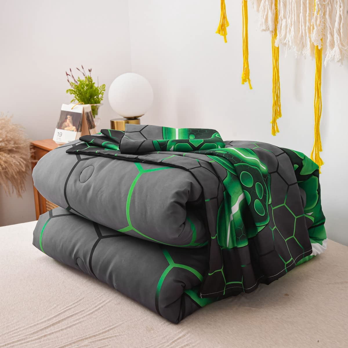 NTBED Game Console Comforter Set Kids 3D Gaming Geometric Lightweight Bedding Sets Green Twin