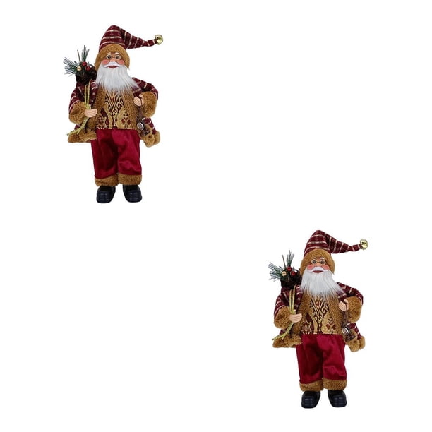 Advancent Muñeco de Navidad Papá Noel Estatuilla Decoración Sentado Red Hat Festival Atmósfera Plástico Interior 11.8 Pulgadas Hogar Tipo 1 2Conjunto