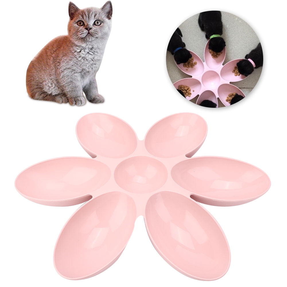 YAHHU PP Durable Six Petals Multiple Case Slow Feeder & Water Feeding Bowl for Cats and Dogs, Pink (16.5 inches / 42 cm)