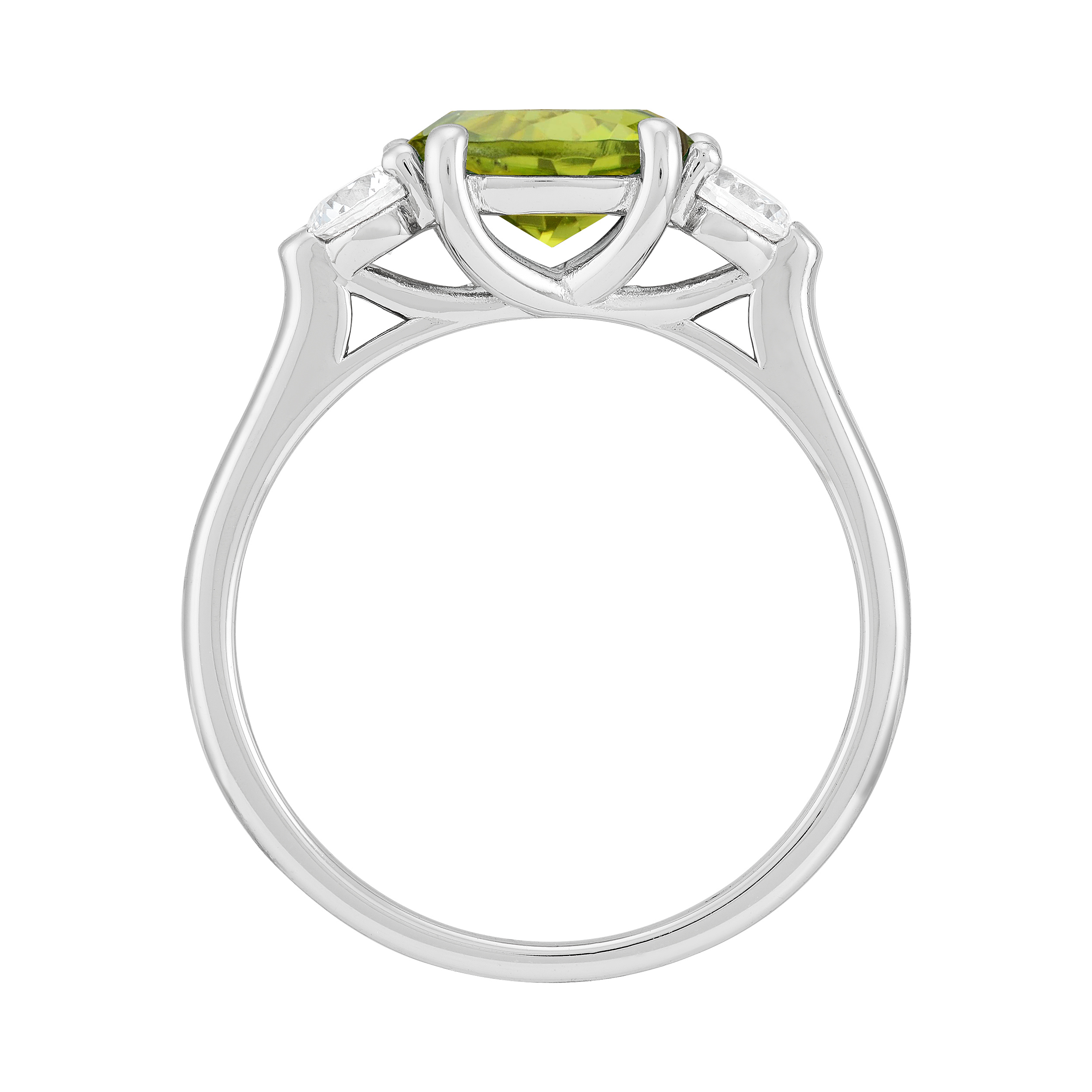 Brilliance Fine Jewelry Oval Peridot and White Cubic Zirconia Ring in Sterling Silver
