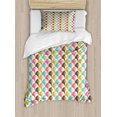 thumbnail image 1 of Mid Century Twin Size Duvet Cover Set, Colorful Scales Design with Stars Girly and Retro Styled Ice Cream Shop Pattern, Decorative 2 Piece Bedding Set with 1 Pillow Sham, Multicolor, by Ambesonne, 1 of 3