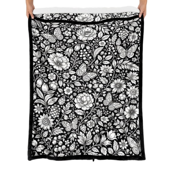 Kids Family DIY Coloring Blanket, Intricate Vine Floral Pattern Soft Velvet Back Blanket, Machine Washable Art Activity Blanket Ideal For Birthday Holiday Craft Gift Home Ornament