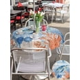 thumbnail image 5 of Outdoor Tablecloth with Umbrella Hole for Patio/Picnic/Party/Camping, Sea Turtle Coastal Waterproof Table Cloth Round Cover Washable, Summer Beach Coral Nautical Blue Wood (Dia 54"), 5 of 8