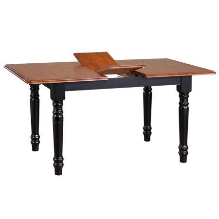HomeStock 48-60 Rectangular Extendable Butterfly Leaf Dining Table Cherry/Antique Black Wood Seats 4 6