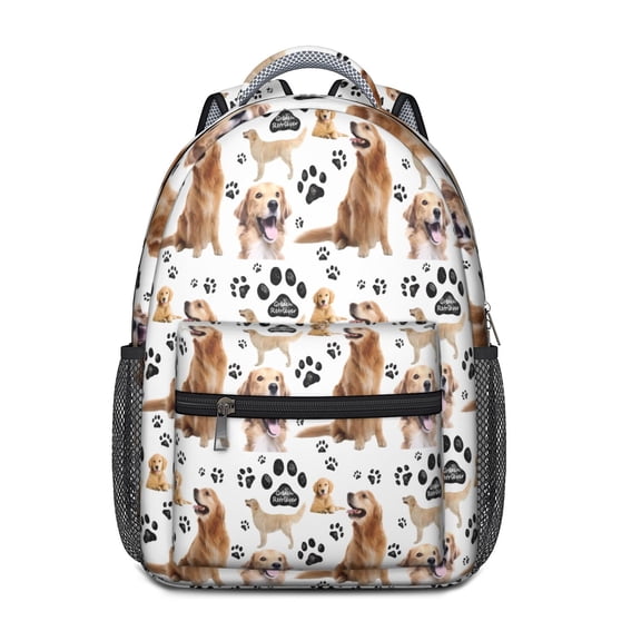 Golden Retriever Backpack for School,Cute School Bag,Schoolbag with Adjustable Shoulder Straps & Padded Back,15.3"x11"x6.7"