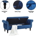 thumbnail image 4 of Storage Bench for Bedroom End of Bed Zarler Rolled Armed Velvet Ottoman Couch Long Bench Bedroom Bench with Storage, Blue, 4 of 8