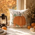 thumbnail image 5 of 4 Piece Fall Harvest Decorations Pillow Covers, 17.71x17.71-Inch Rustic Teal Pumpkin with Buffalo Check Bow Print Cushion Cases for Thanksgiving Sofa & Living Room D, 5 of 6
