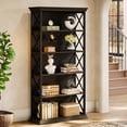 thumbnail image 3 of Finmind 71-inch Tall Bookshelf, 6-Tier Industrial Bookshelves and Bookcases, Freestanding Display Shelves for Living Room, Bedroom, All Black, 3 of 7