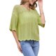 thumbnail image 4 of INSPIRAR CHIC Blusas de Verano de Manga Corta con Cuello Redondo y Diseño Calado para Mujeres en Mostaza Verde, 4 of 6