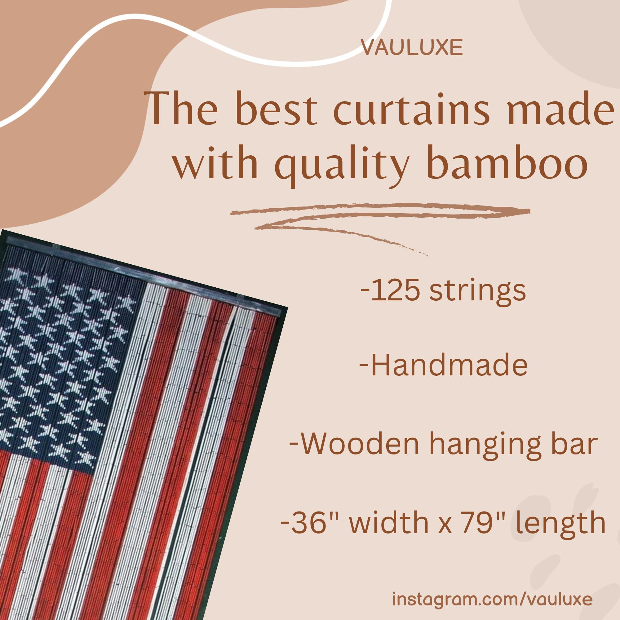 Vauluxe Vintage Red American Flag Grommet Sheer Curtains - 36 x 79 Inches 125 Strands