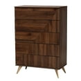 thumbnail image 2 of Baxton Studio Graceland Mid-Century Modern Transitional Walnut Brown Finished Wood 5-Drawer Storage Chest, 2 of 10