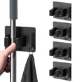 thumbnail image 1 of 4 Pcs Stainless Steel Self-adhesive Wall-mounted Broom Holder, 1 of 1