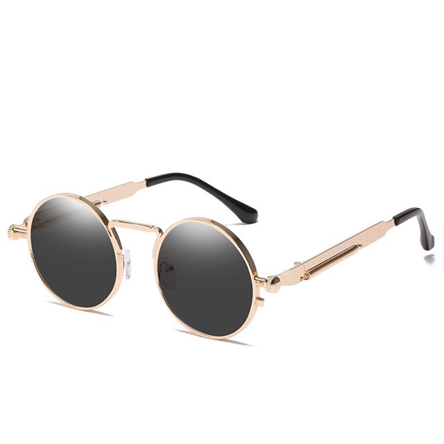 Gafas de sol estilo punk, gafas de sol personalizadas con patas de metal de primavera a la moda para hombre, gafas de sol reflectantes para mujer