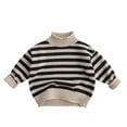 thumbnail image 5 of Girls Boys Cotton Knit Sweaters Striped Knit Long Sleeve Crew Neck Kids Pullover Sweater Fall Tops Outfit Outwear for Little Boys Girls 6-12 Months, 5 of 8