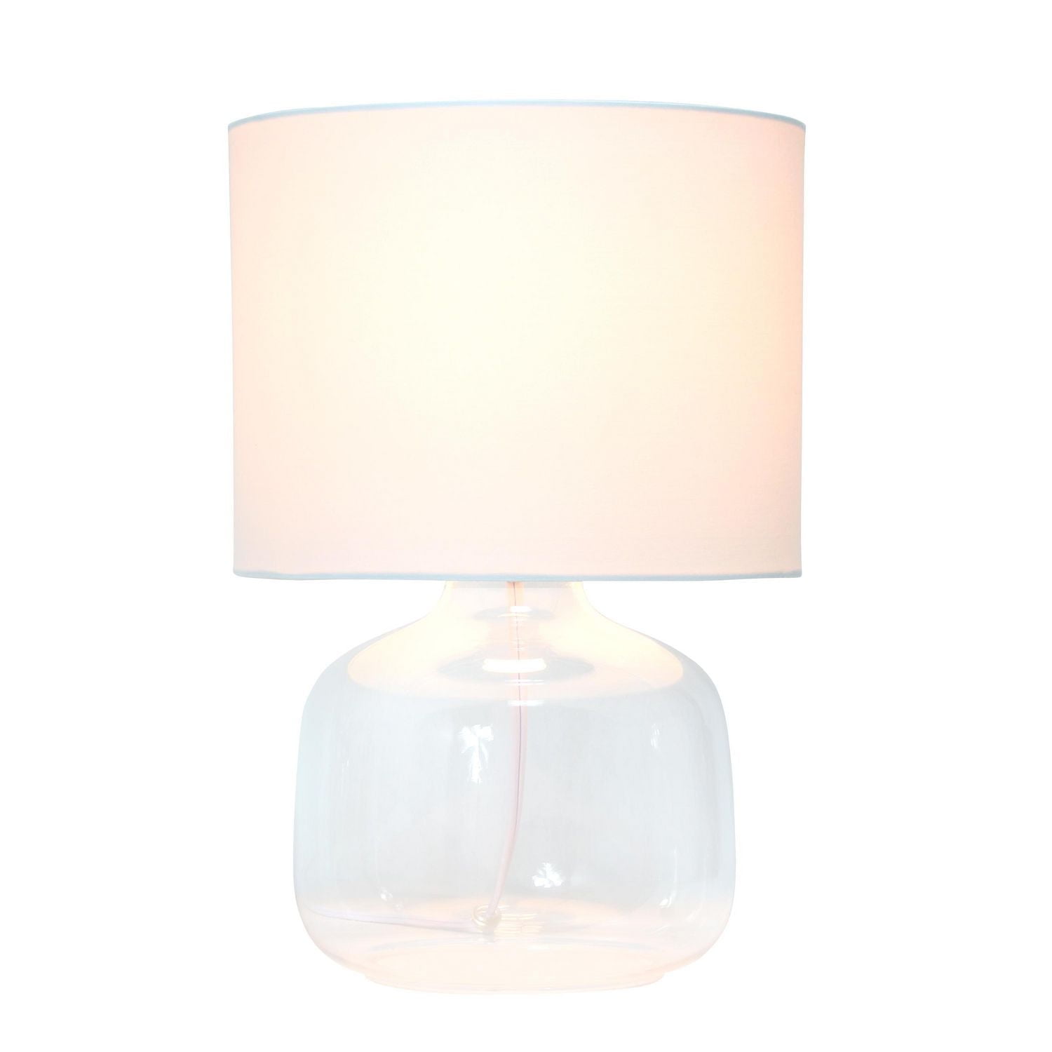 Simple Designs  Glass Table Lamp with Fabric Shade, Clear with Gray Shade