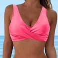 thumbnail image 2 of Hessimy Women's Sexy V Neck Twist Front Criss Cross Back Ruched Push Up Supportive Swimsuit Bikini Tops Only(Pink,S), 2 of 5