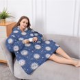 thumbnail image 5 of Oversized Wearable Blanket Hoodie,Dark Blue Sun Moon Star Pattern Sherpa Blanket Hoodie with Super Pockets,Super Warm Fuzzy Pullover for Women & Men, 5 of 6