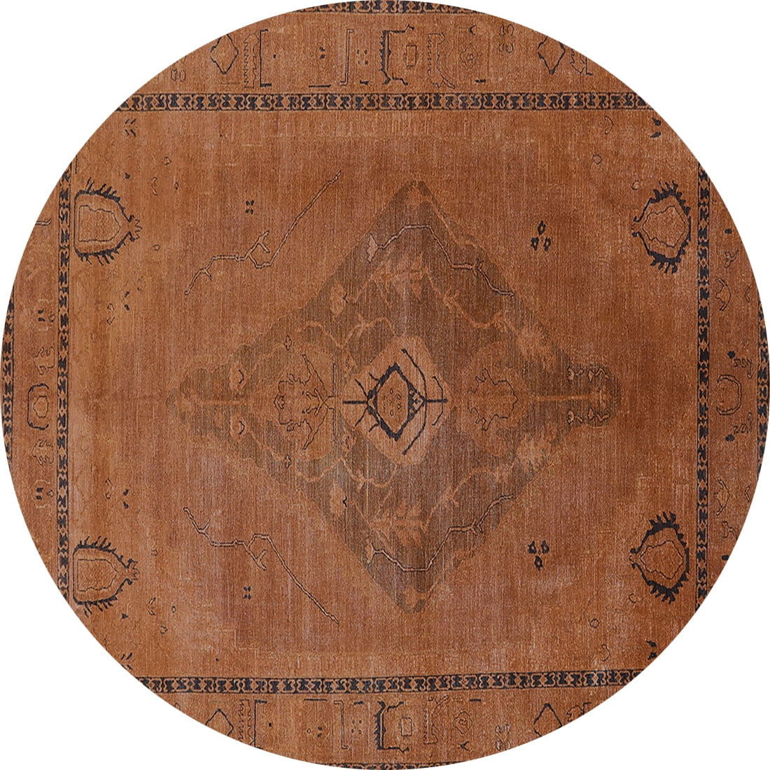 Ahgly Company Indoor Round Oriental Light Blue Industrial Area Rugs, 5 ...