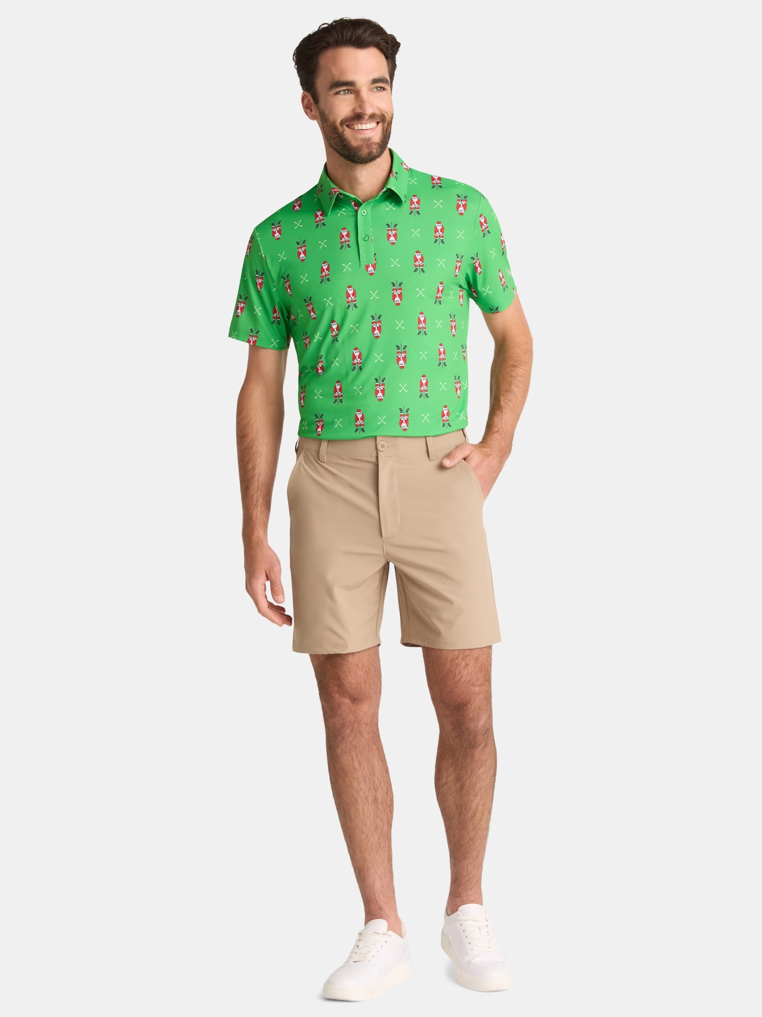 Birdie Bound Men's and Big Men's Santa Golfing Polo, Sizes S to 5XL