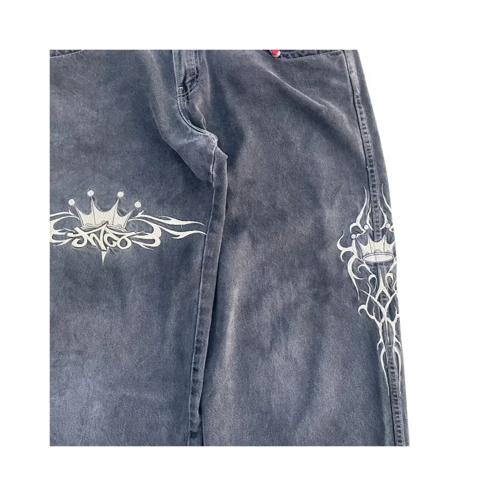 okoです JNCO Jeans New Mens Harajuku Retro Hip Hop Skull Embroidery