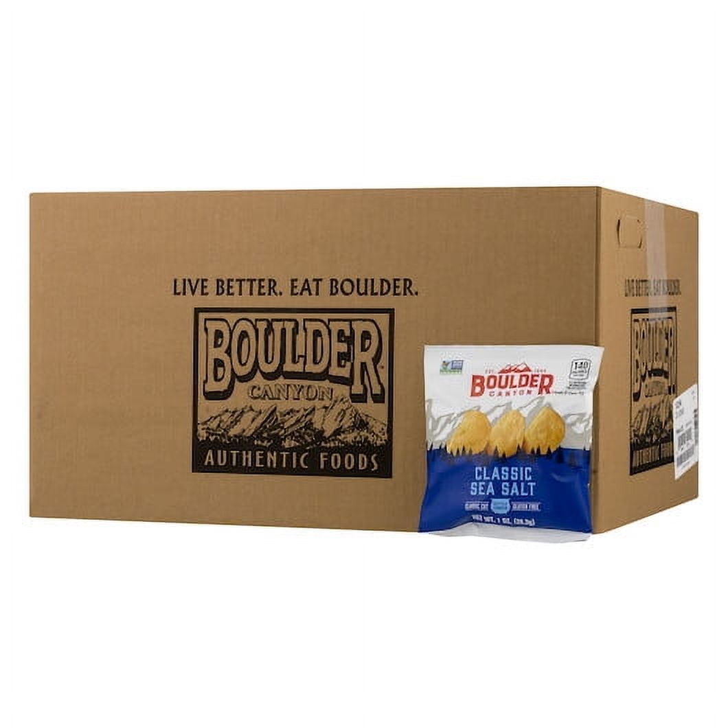 Boulder Canyon Kettle Cooked Potato Chips, Sea Salt, 1 Oz (Pack of 72)