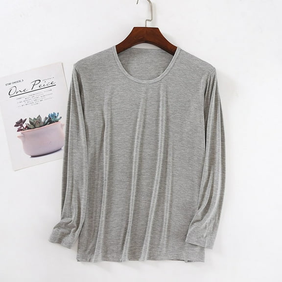Yijfswar Sleep Shirts for Women Crewneck Long Sleeve Solid Color Pajamas Top