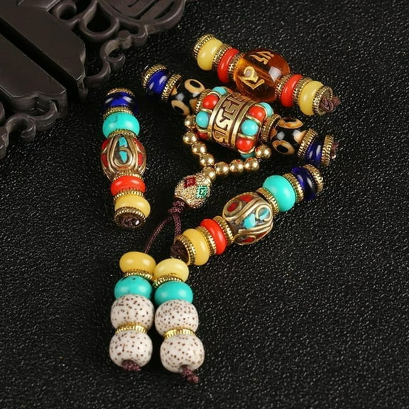 Nepalese Rudraksha Buddhist Mala 108 Prayer Beads Handmade Meditation Brass Accent Spiritual Jewelry