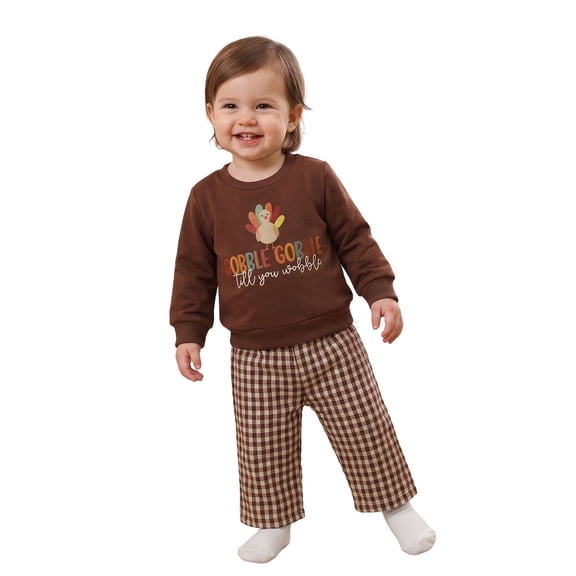 Toddler Baby Girl Thanksgiving Outfit Long Sleeve Sweatshirt and Pants 2Pcs