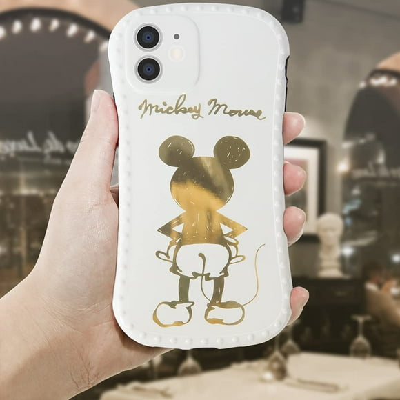 iPhone 12 Case, Cartoon Gold Cute Mickey Mouse Case, Soft Slim Fit Shockproof Small Waist Design Full Protective Phone Case, Compatible for iPhone 12 6.1 Inch (Back Mickey)