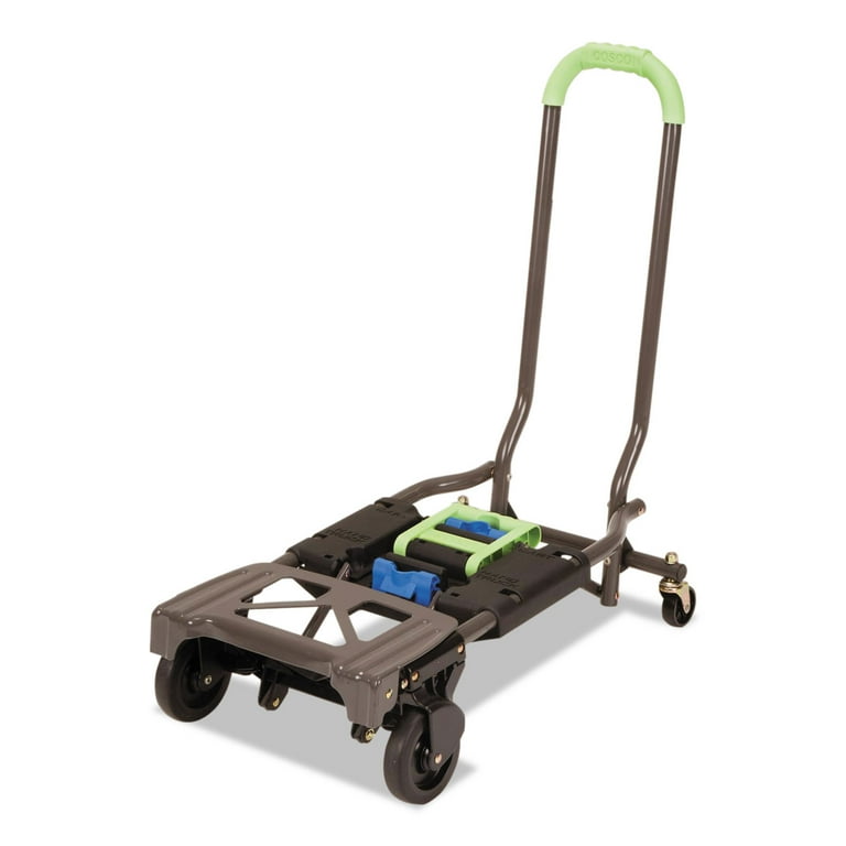 2-in-1 Multi-Position Hand Truck and Cart, 300 lbs, 16.63 x 12.75 x 49.25, Black/Blue/Green 2-in-1 Multi-Position Hand Truck and Cart, 300 lbs, 16.63 x 12.75 x 49.25, Black/Blue/Green
