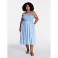 thumbnail image 2 of Time and Tru Women's Sleeveless Smocked Midi Dress, Sizes XS-XXXL, 2 of 5