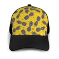 thumbnail image 3 of Naloa Summer Pineapple Adult adjustable Print Baseball Hat, Patchwork curved brim baseball capfor Men and Women, One Size, 3 of 5