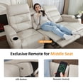 thumbnail image 6 of MCombo 77.6" 3 Seats Power Reclining Sofa, Home Theater Seating with LED Light & Armrest Storage, Faux Leather, Light Grey, 6 of 9