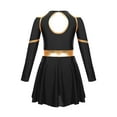 thumbnail image 4 of iiniim Cheer Leader Girls Contrast Color Cold Shoulder Cheerleading Uniform Dress Birthday Party Black 16, 4 of 7