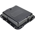 thumbnail image 3 of Speedway Motors Black Steel Transmission Pan for GM 700R4, 4L60E and 4L65E, Stock Capacity with Finned Design, 2-5/8 Inch Deep, Includes 1/2-20 Drain Plug, 3 of 5