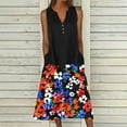 thumbnail image 2 of Maxi Dresses for Women Plus Size Retro Sleeveless V Neck Long Tank Dress Fashion Vintage Printed Midi Dresses with Pockets Loose Casual Flowy Summer Beach Dress Daily Lounge Dresses, 2 of 5
