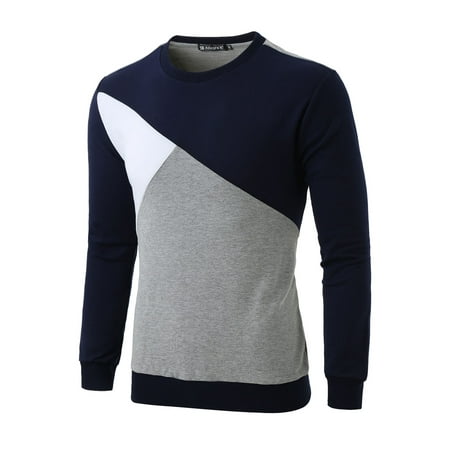 - Unique Bargains Men's Long Sleeves Color Block Crewneck Ribbed Trims Sweatshirt T-shirt