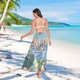 thumbnail image 7 of FORMRS Womens Long Sarong Beach Wrap Semi-Sheer Bikini Skirt Bathing Swimsuit Cover Up, Blue Sea Boat, 7 of 7