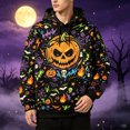 thumbnail image 2 of Hoodie Pumpkin Ghost Sweatshirts Halloween Hooded Sweatshirts Mens Novelty Halloween Print Long Sleeve Shirts Black4 S, 2 of 4