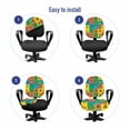 thumbnail image 4 of Colorful Office Chair Slipcover, Cartoon Image of Bugs as Bumblebee Ladybug Mosquito Dung Bettle in Square Tiles, Protective Stretch Decorative Fabric Cover, Standard Size, Multicolor, by Ambesonne, 4 of 5