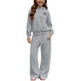 thumbnail image 4 of Bobifish Toddler Girls Outfit Sets Bow Leopard Print Sweatsuit Hoodie Sweatpant Warm Winter Set For Children Girls, 4 of 6