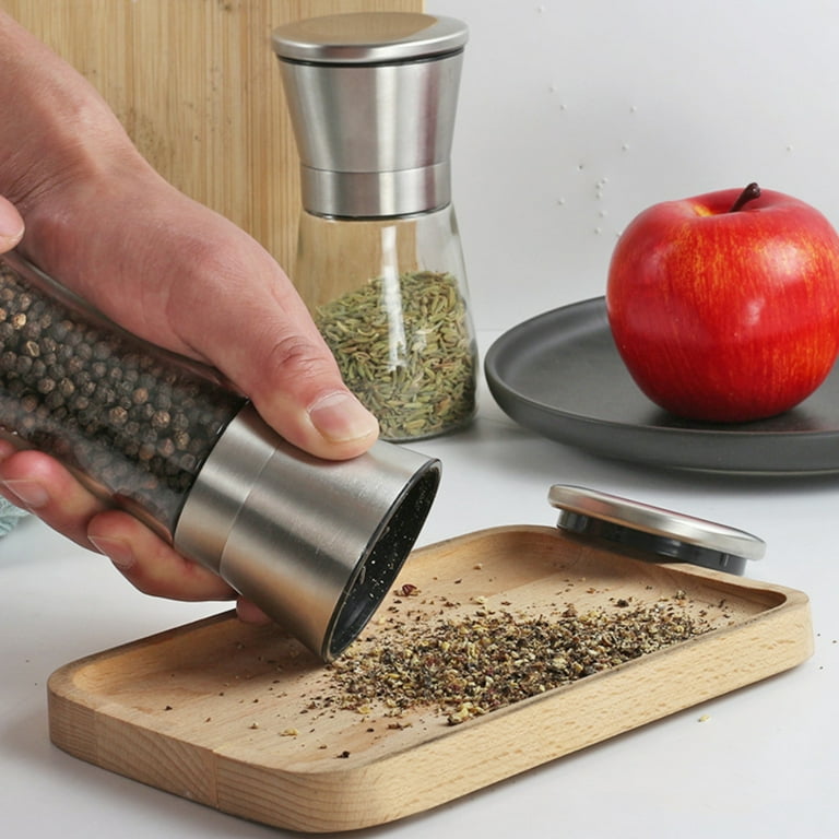 Grind Salt-Pepper Grinder Set of 2, Stainless Steel Refillable