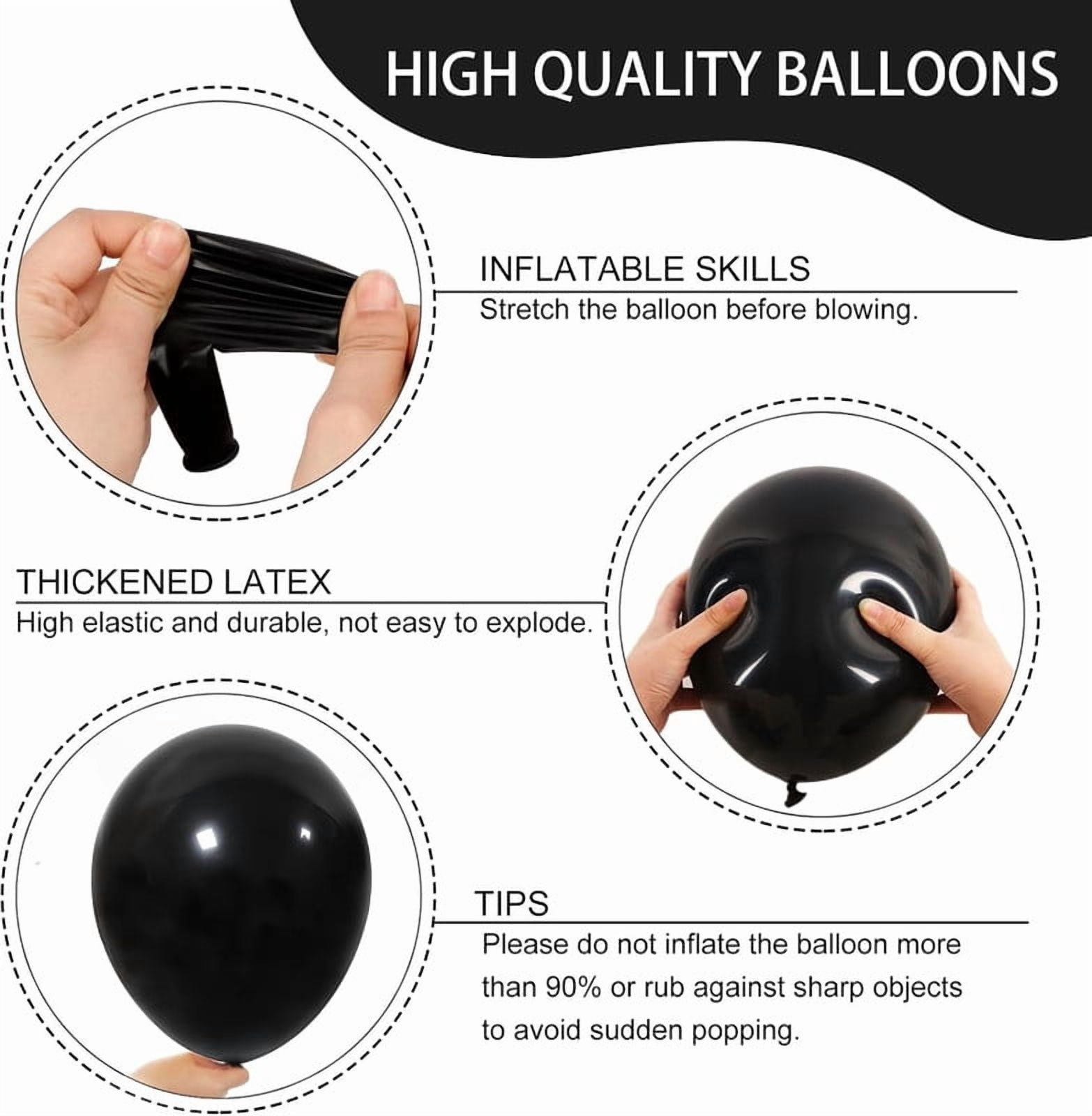 Black Balloons for Balloon Arch 100 pcs Sizes Pack of 12 Inch Garland Kit, Latex Balloons for Birthday Party Decorations Graduation Wedding Decor
