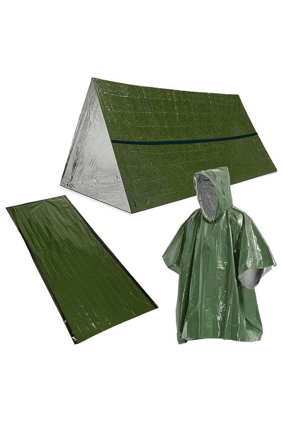 High Visibility Emergent Gear Portable 3 In 1 Rain Coat Sleeping Bag Tent