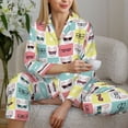 thumbnail image 6 of Yiaed Cute French Bulldog Print Pajamas Women's Long Sleeve Sleepwear Soft Button Down Loungewear Pjs Lounge Set Nightwear Womens Pajama Pants-Large, 6 of 7