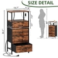 thumbnail image 3 of Eunos Dresser for Bedroom, 4 Drawer Nightstand with Charging Station, LED and Open Shelf, Wood Grain Print, 3 of 8