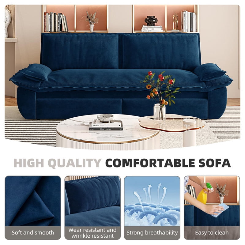 3-in-1 Convertible Sleeper Sofa Bed, 73.2" Queen Pull Out Sofa Bed, Velvet Loveseat Bed Couch Bed for Living Room Apartment Small Places