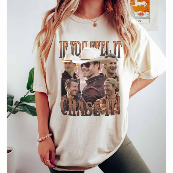 If You Feel It, Chase It T-shirt, Glen Powell Vintage Shirt, Twisters Movie, Gift For Woman and Man Unisex TShirt